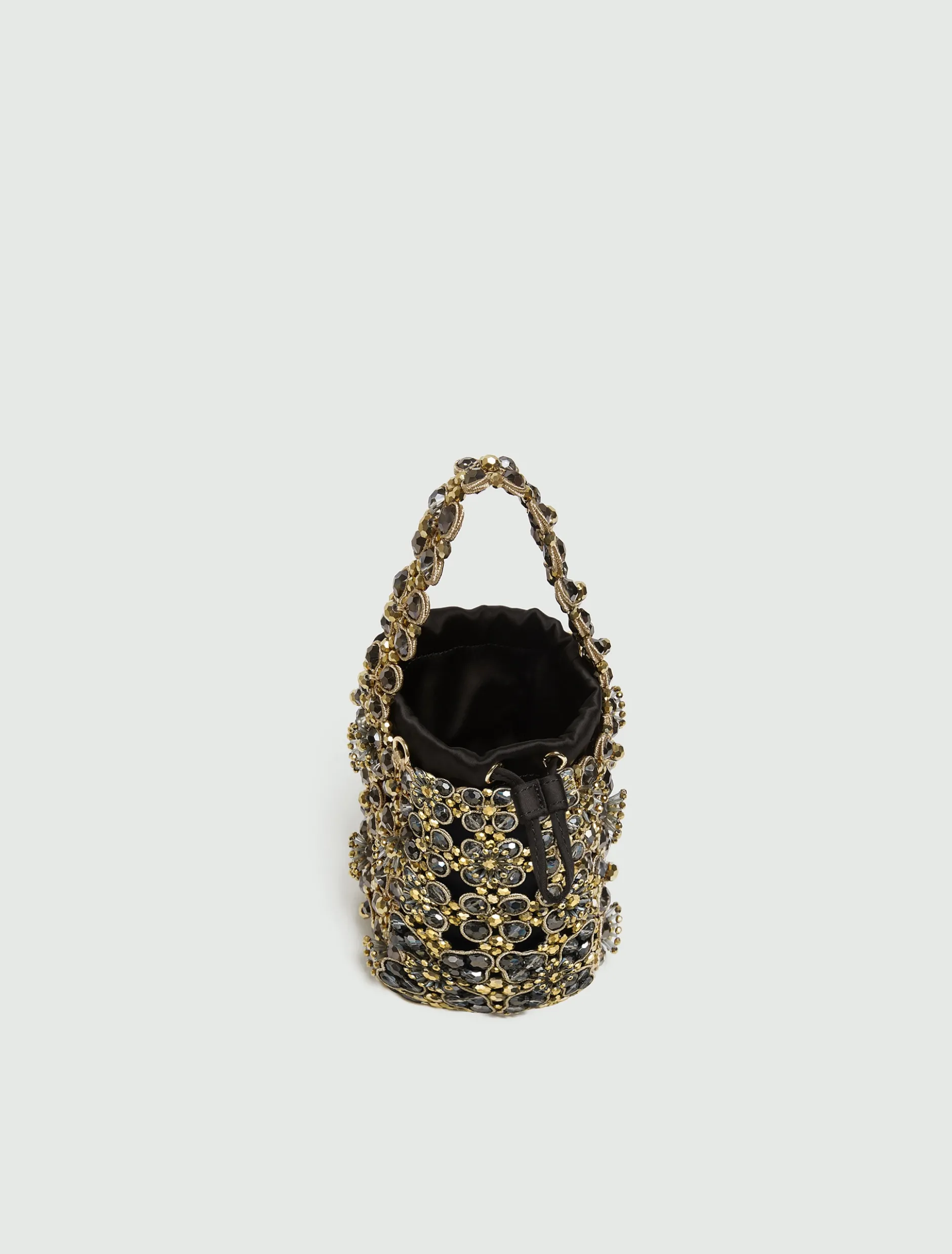 Secchiello piccolo con bead ricamate - NERO