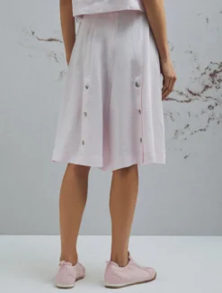 Short in misto lino e viscosa stretch - ROSA