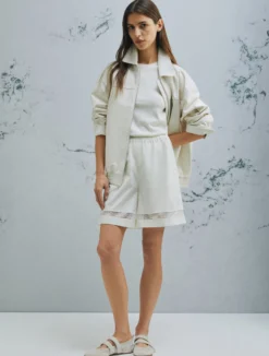 Short in popeline leggero - BIANCO LANA