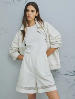 Short in popeline leggero - BIANCO LANA