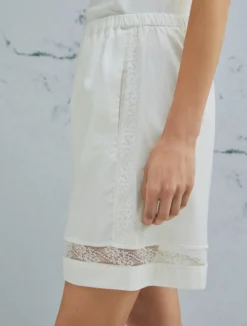 Short in popeline leggero - BIANCO LANA