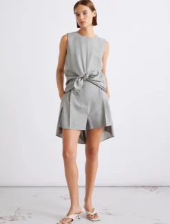 Shorts in lana e seta - GRIGIO