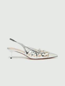 Slingback in laminato specchio - ARGENTO