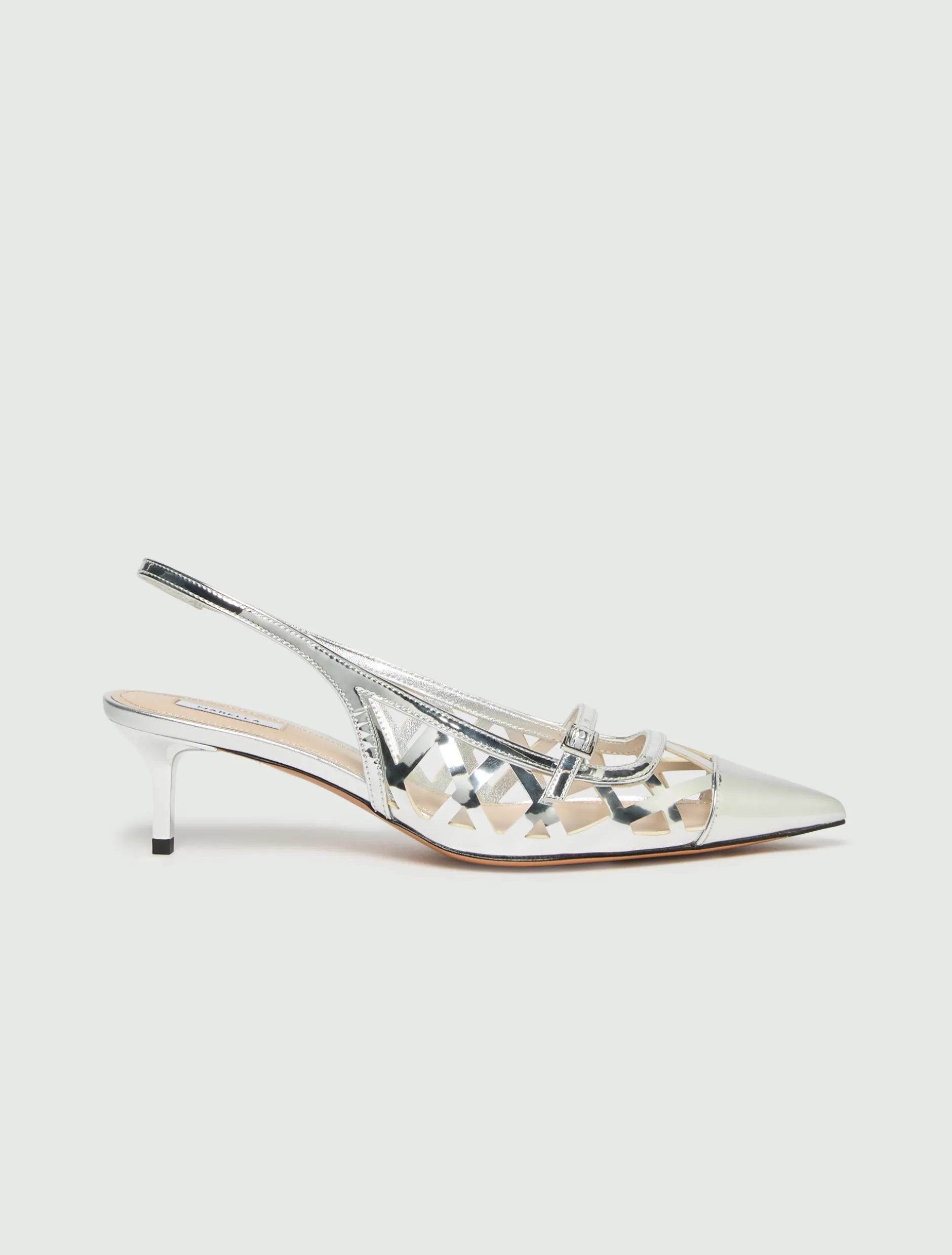 Slingback in laminato specchio - ARGENTO