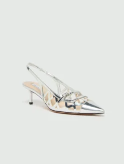Slingback in laminato specchio - ARGENTO
