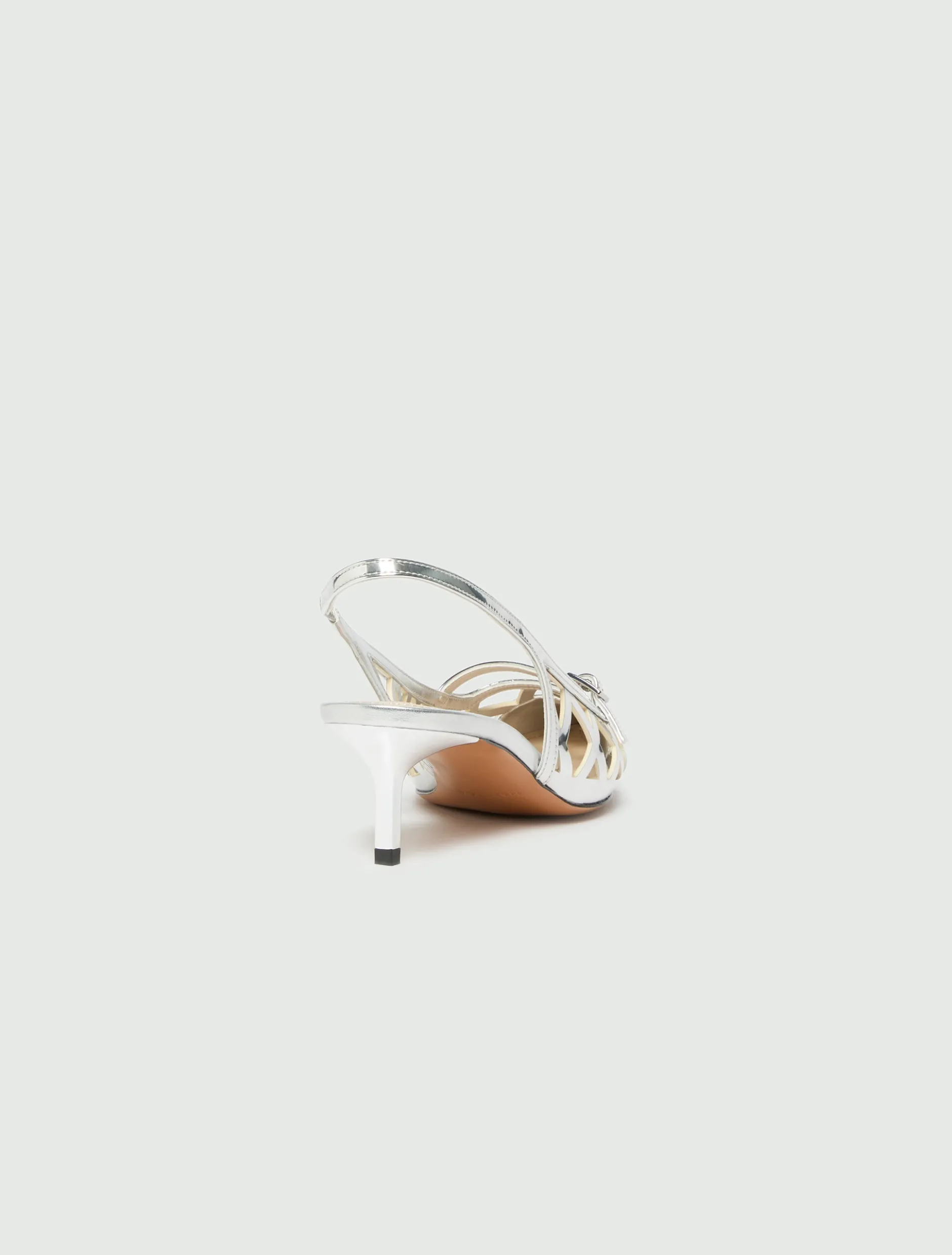 Slingback in laminato specchio - ARGENTO