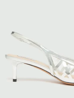 Slingback in laminato specchio - ARGENTO