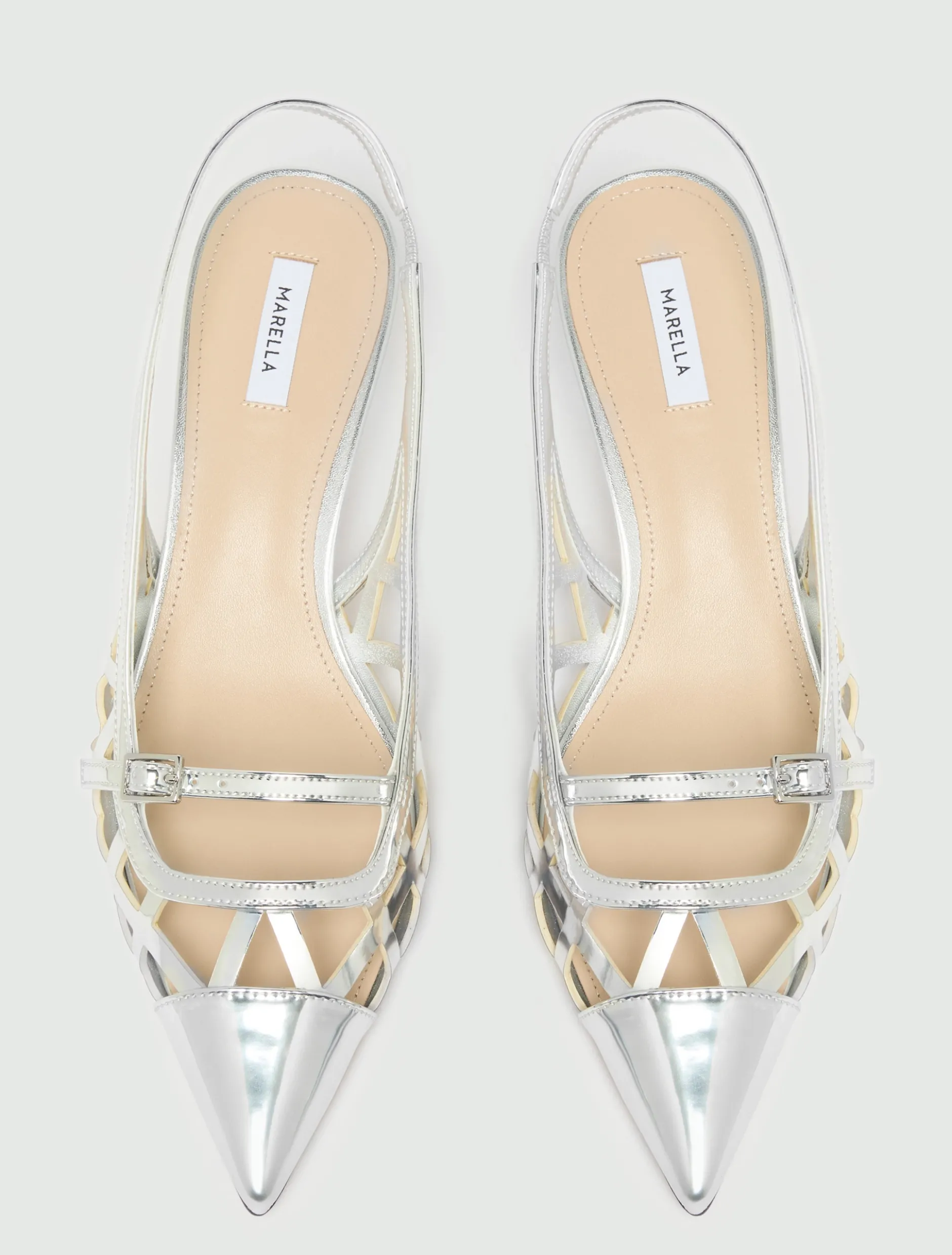 Slingback in laminato specchio - ARGENTO