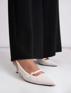 Slingback in nappa - BIANCO LANA