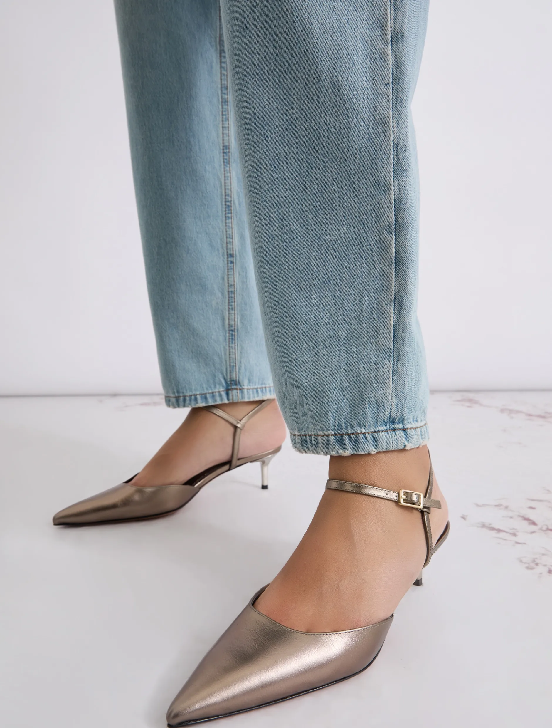 Slingback in pelle laminata - ORO