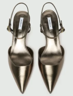 Slingback in pelle laminata - ORO