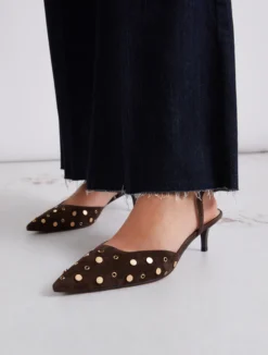 Slingback in pelle scamosciata - TESTA DI MORO