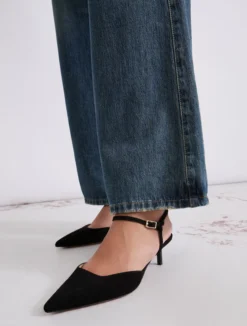 Slingback in pelle scamosciata - NERO