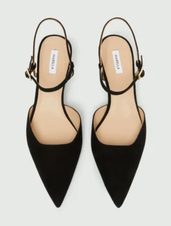 Slingback in pelle scamosciata - NERO