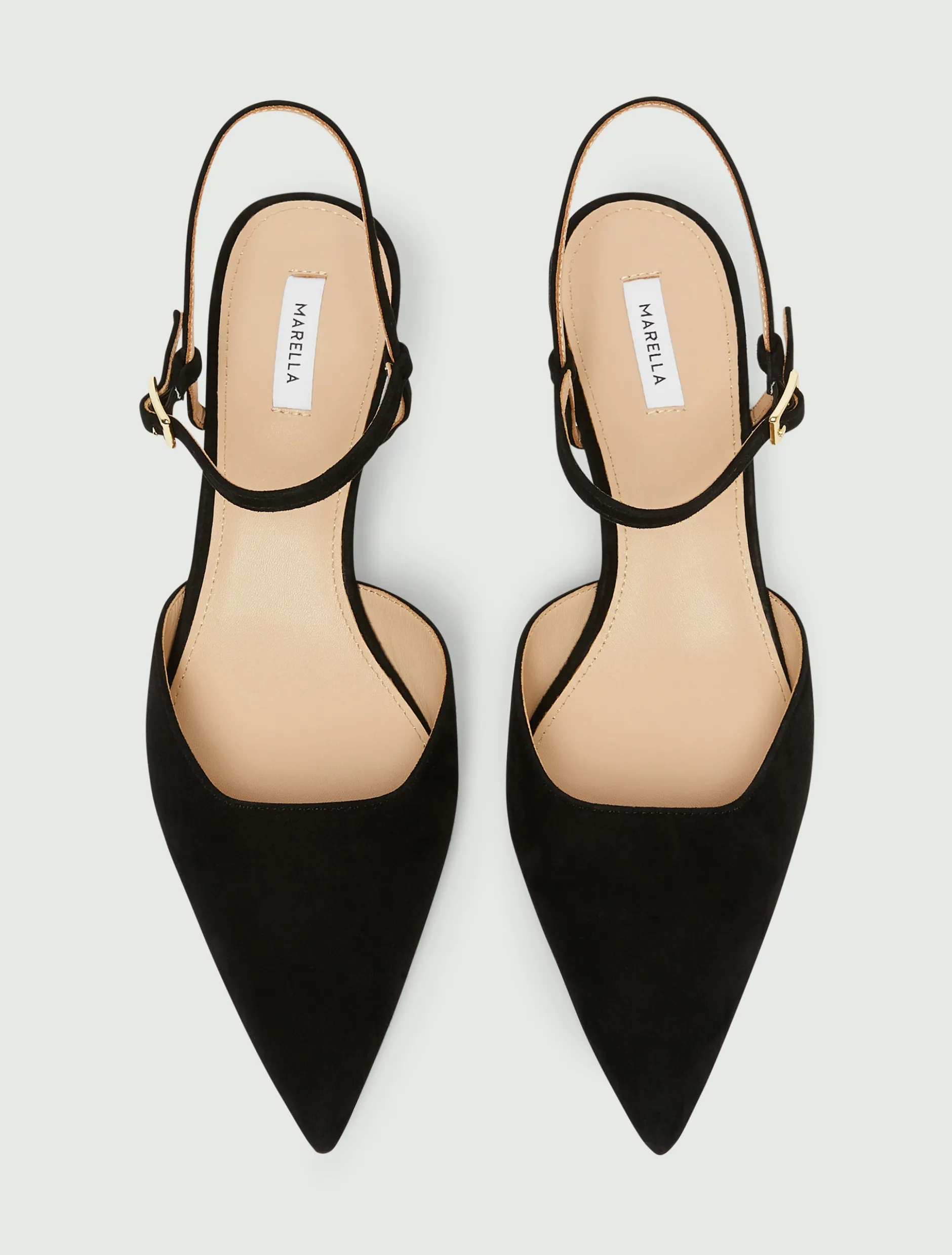Slingback in pelle scamosciata - NERO