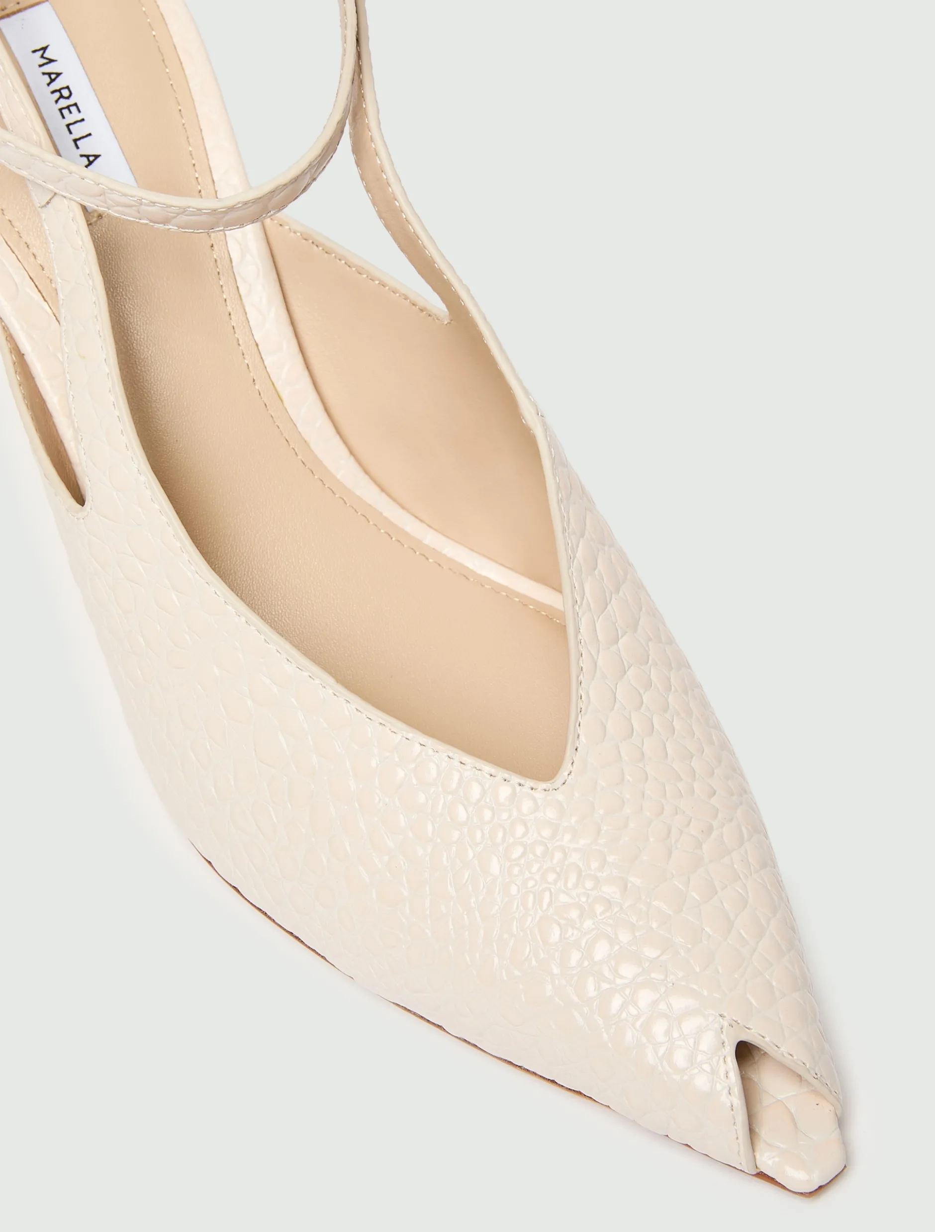 Slingback in pelle stampata - AVORIO