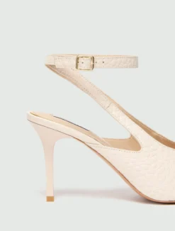 Slingback in pelle stampata - AVORIO