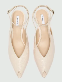 Slingback in pelle stampata - AVORIO