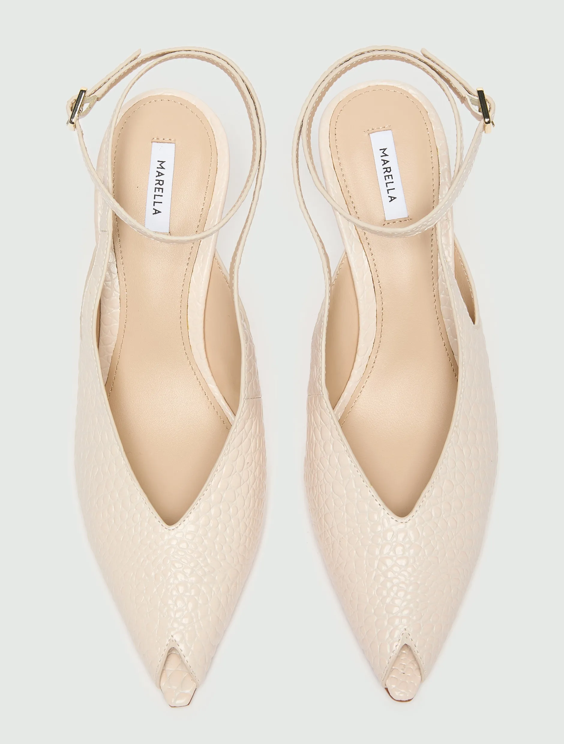 Slingback in pelle stampata - AVORIO