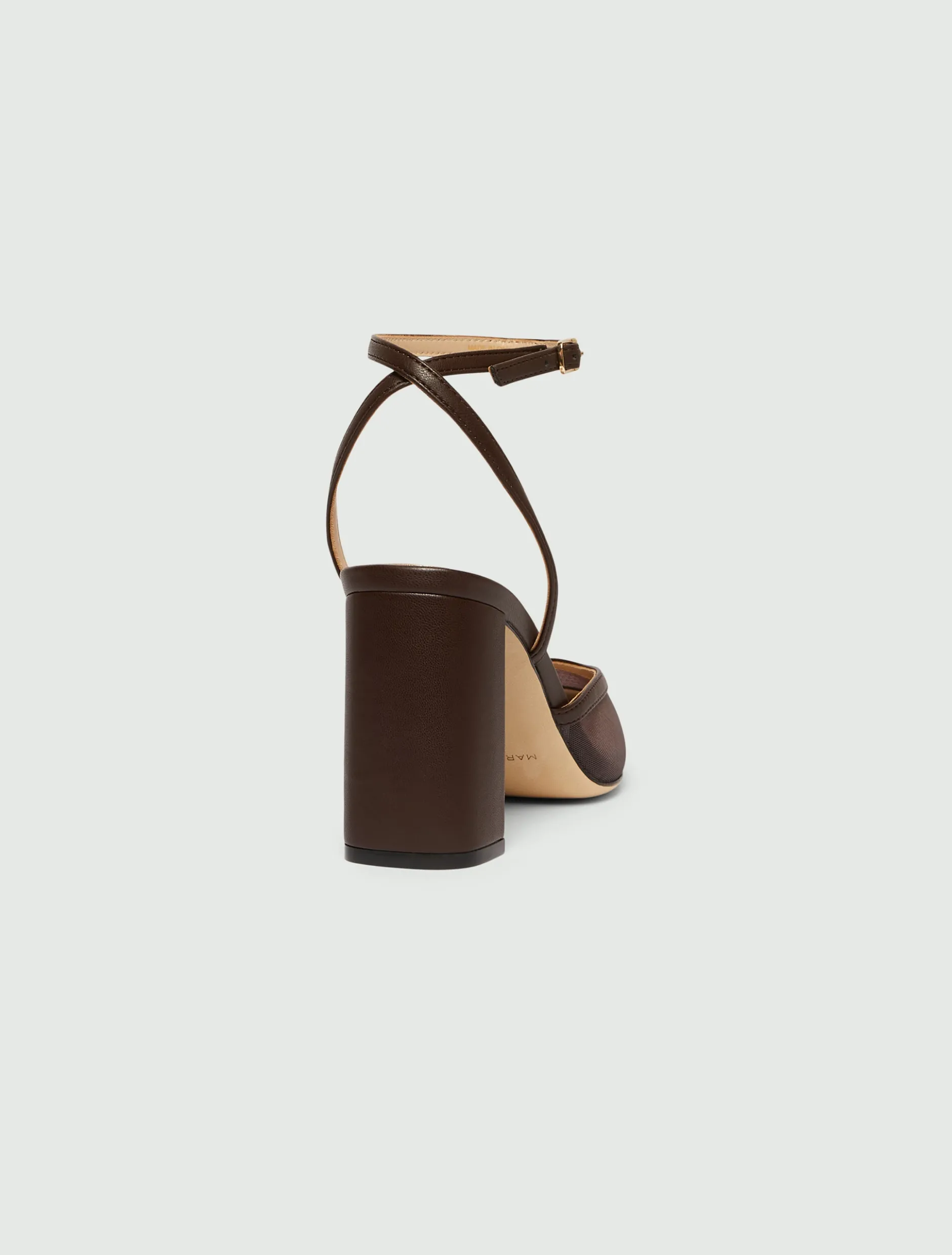 Slingback in rete con punta squadrata - MARRONE