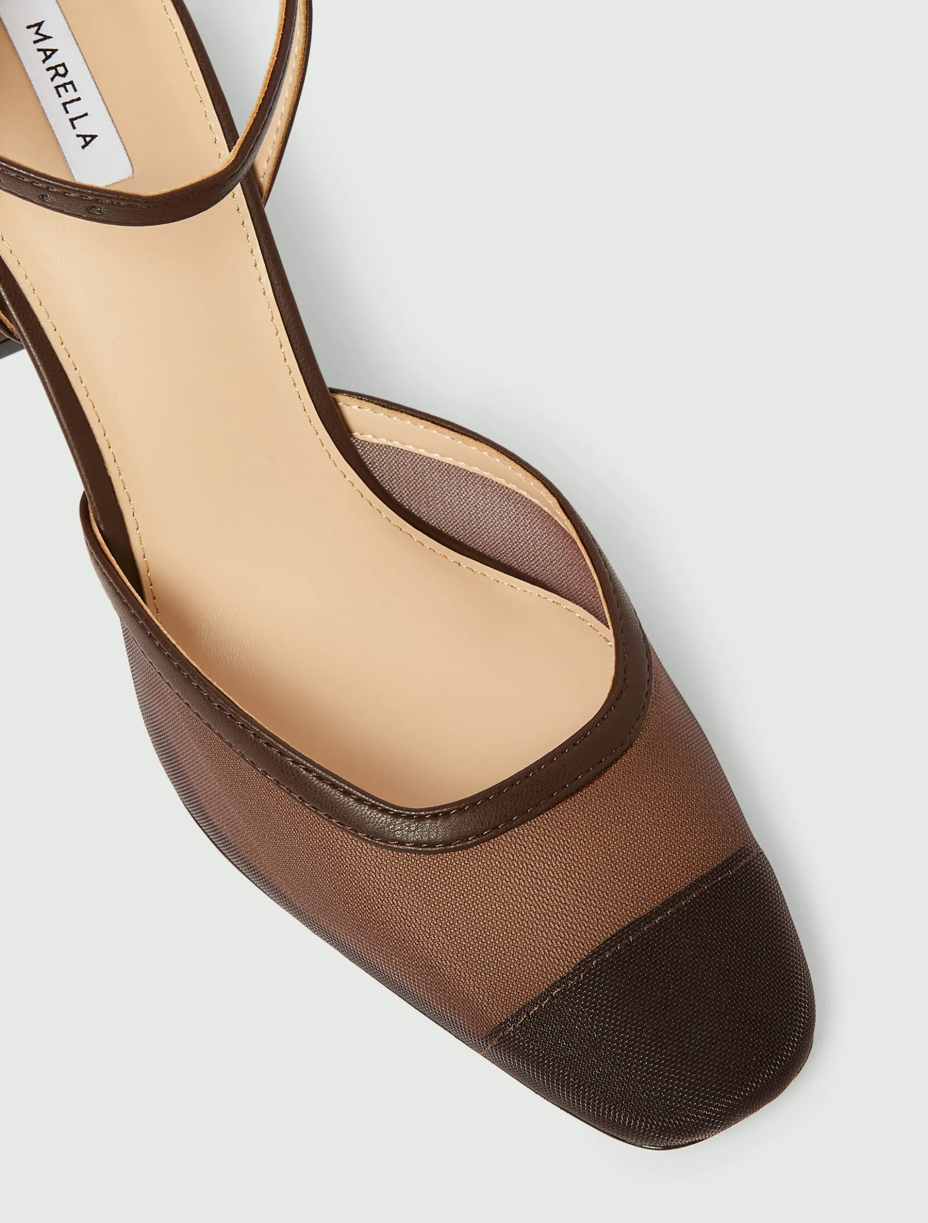 Slingback in rete con punta squadrata - MARRONE