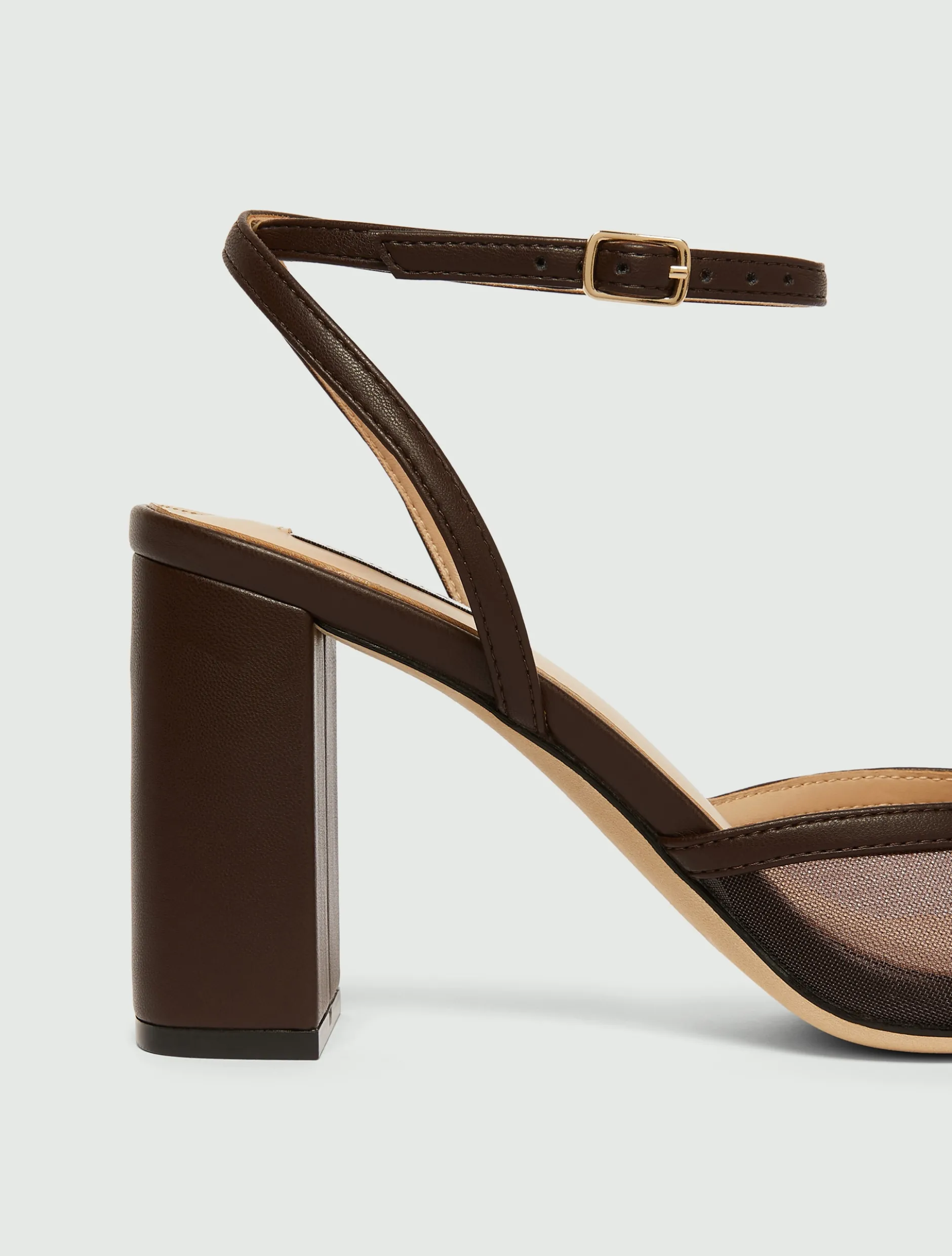Slingback in rete con punta squadrata - MARRONE
