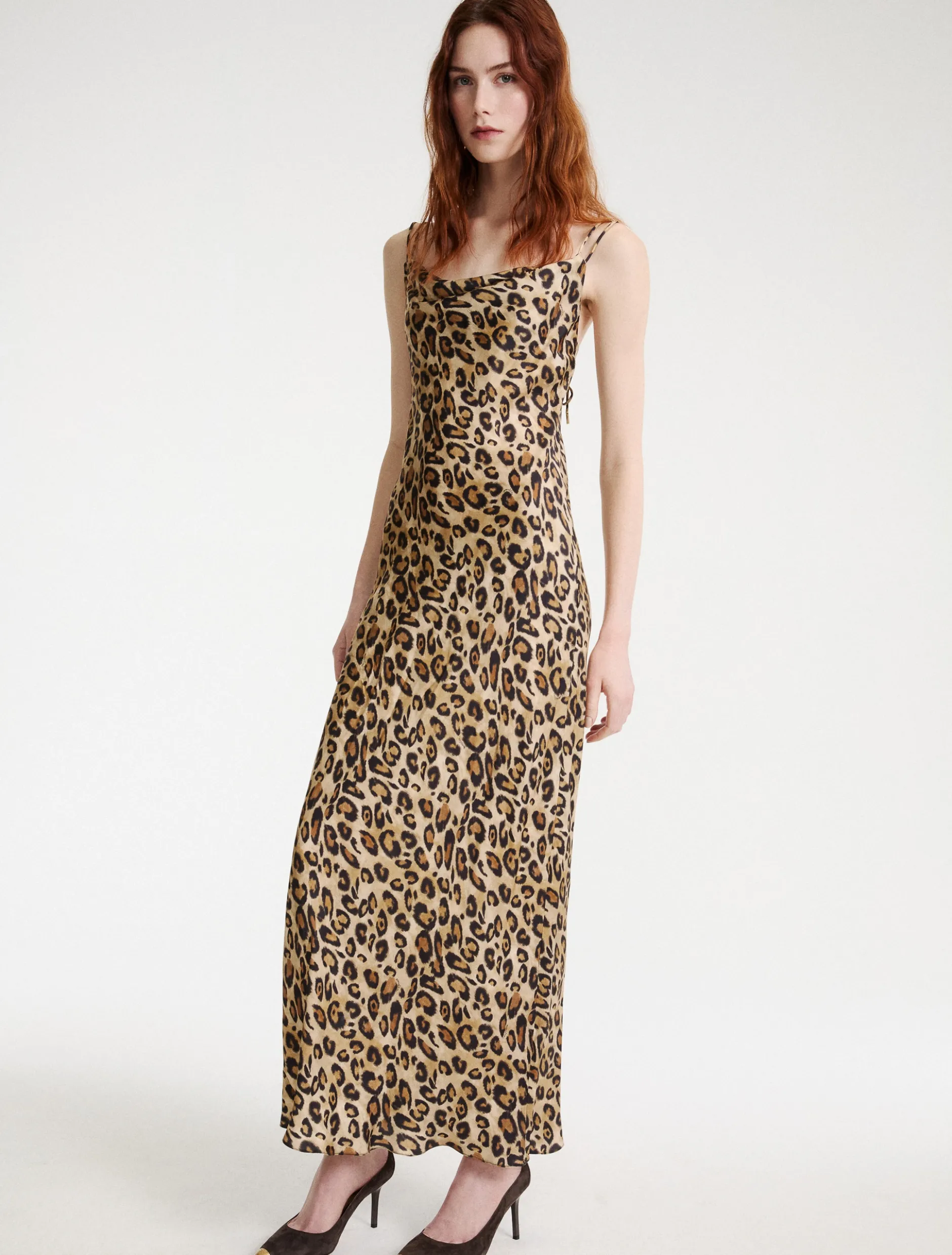 Slip dress in twill - BEIGE
