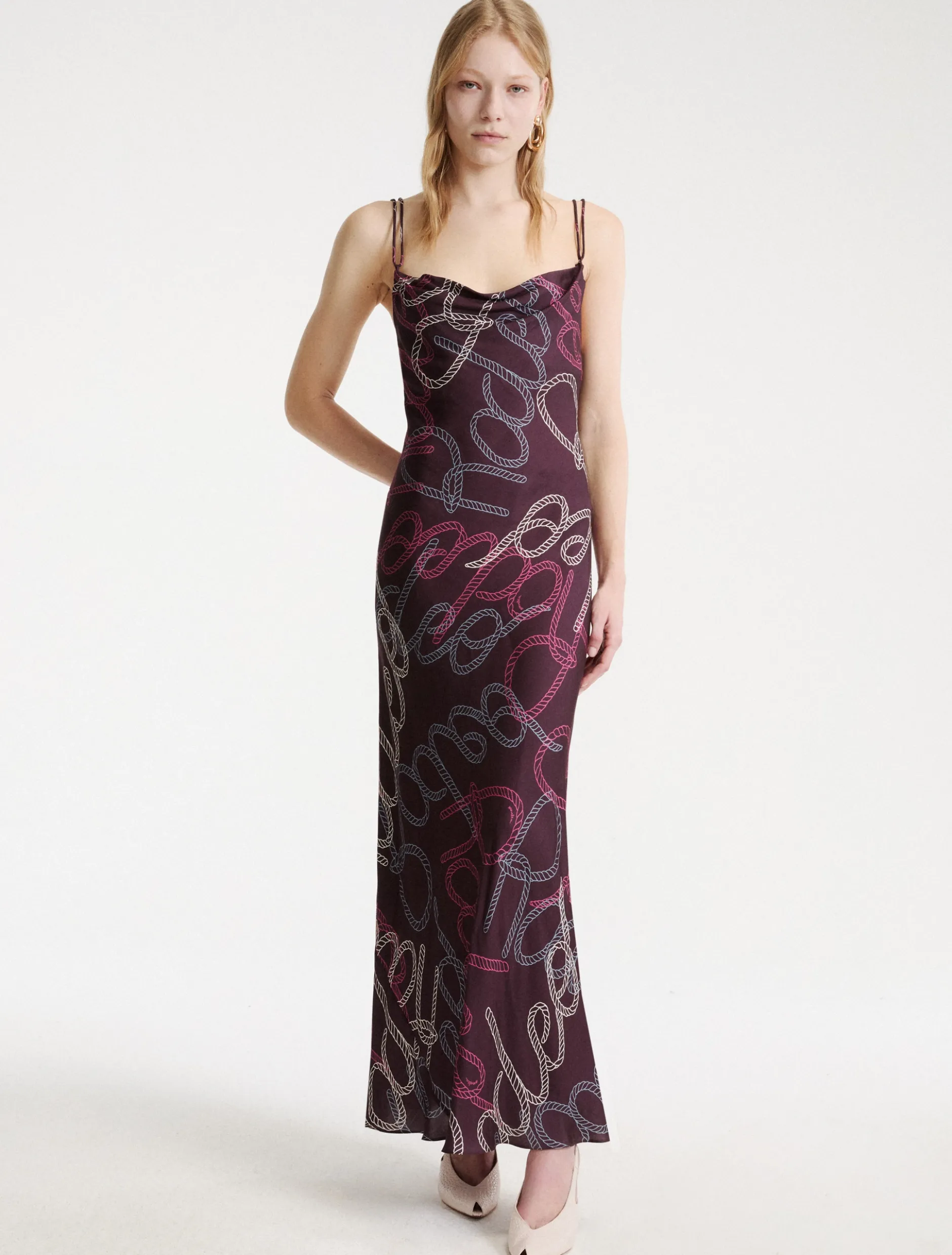 Slip dress in twill - BORDEAUX