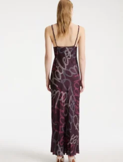 Slip dress in twill - BORDEAUX