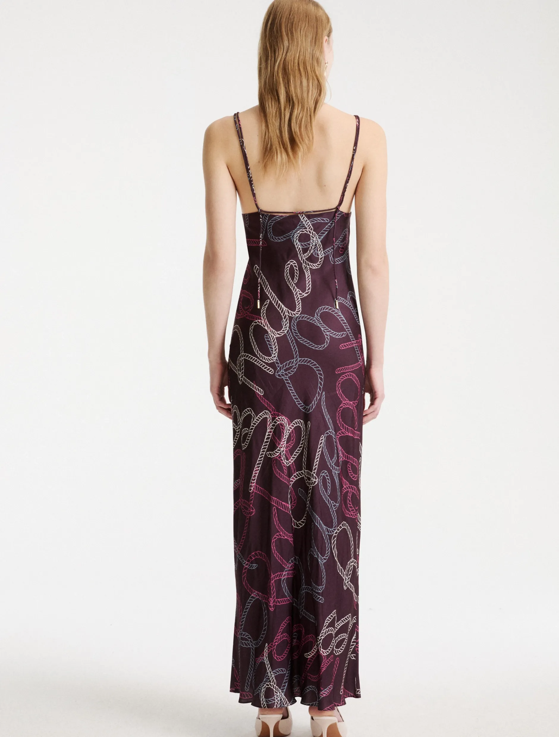 Slip dress in twill - BORDEAUX