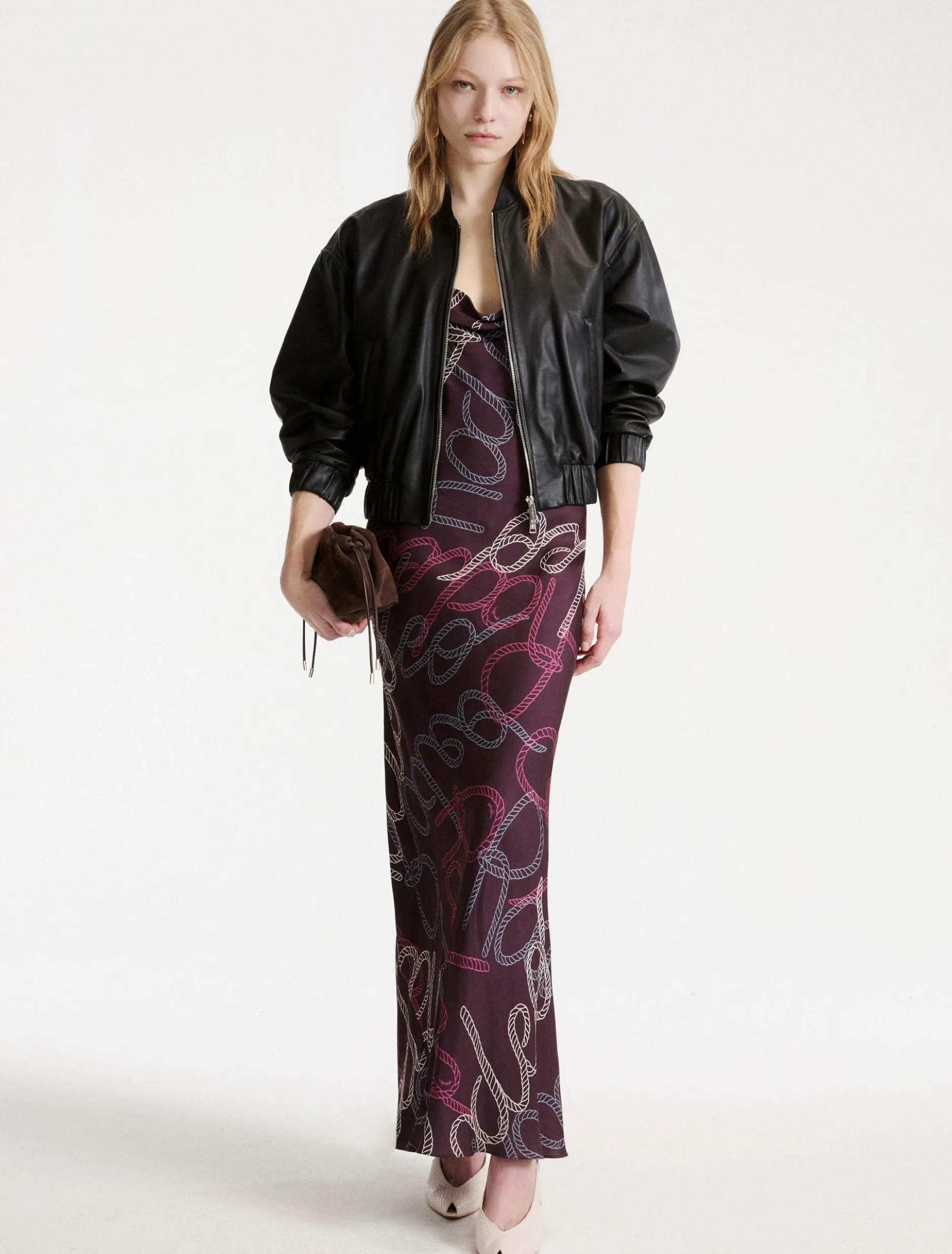 Slip dress in twill - BORDEAUX
