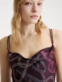Slip dress in twill - BORDEAUX