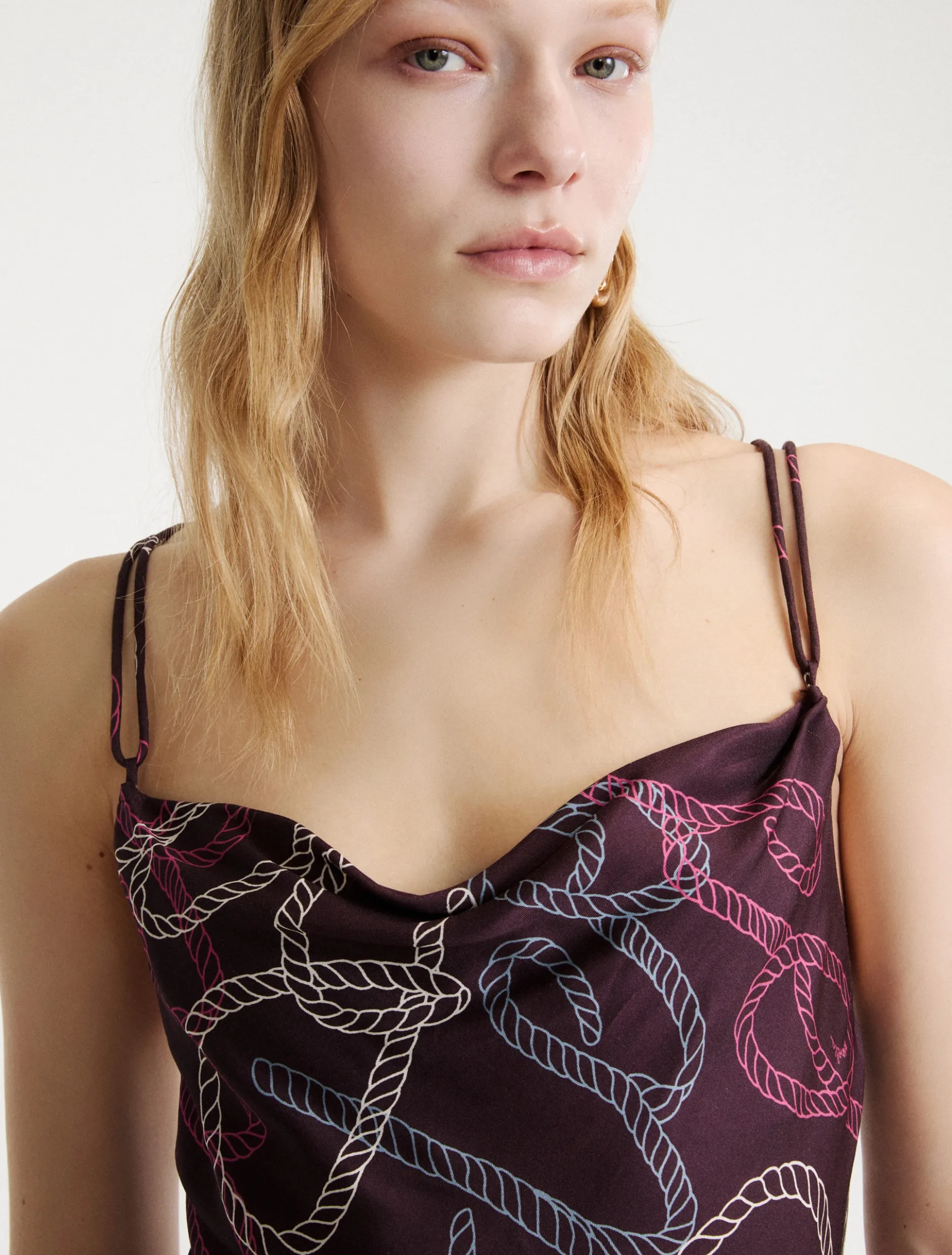 Slip dress in twill - BORDEAUX