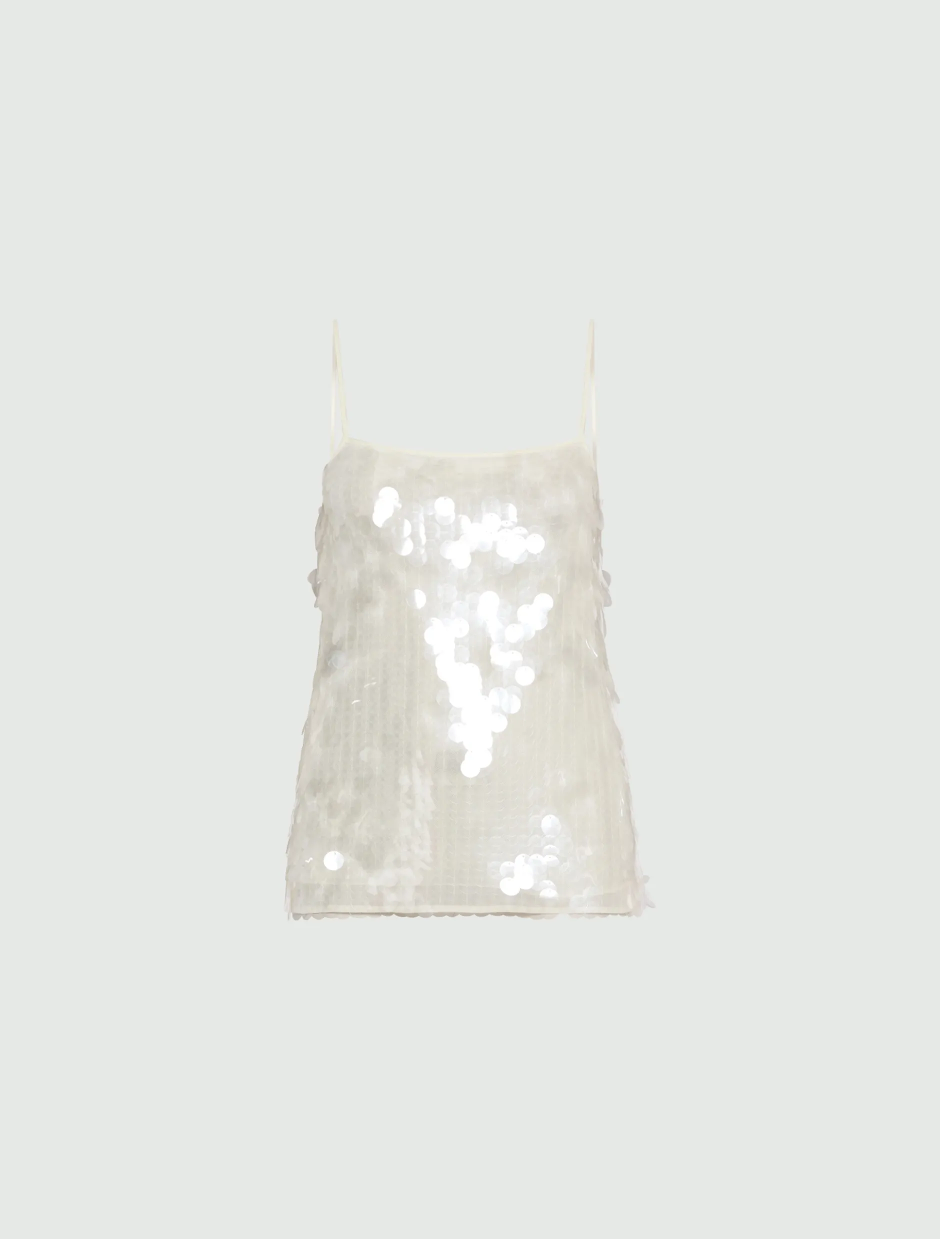 Slip top con paillette - BIANCO