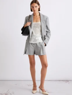 Slip top con paillette - BIANCO