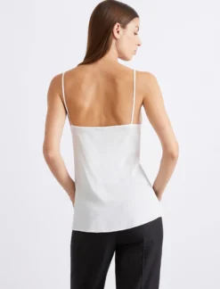 Slip top in misto seta - BIANCO