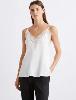 Slip top in misto seta - BIANCO