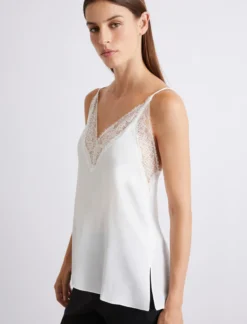 Slip top in misto seta - BIANCO