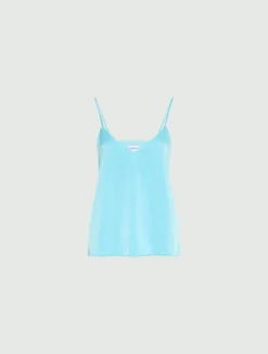 Slip top in satin - ACQUAMARINA