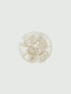 Spilla con fiore e perline - ARGENTO