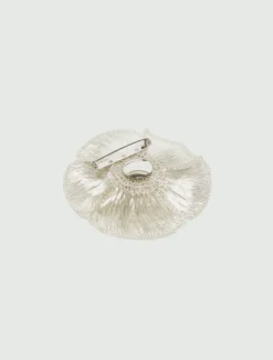 Spilla con fiore e perline - ARGENTO