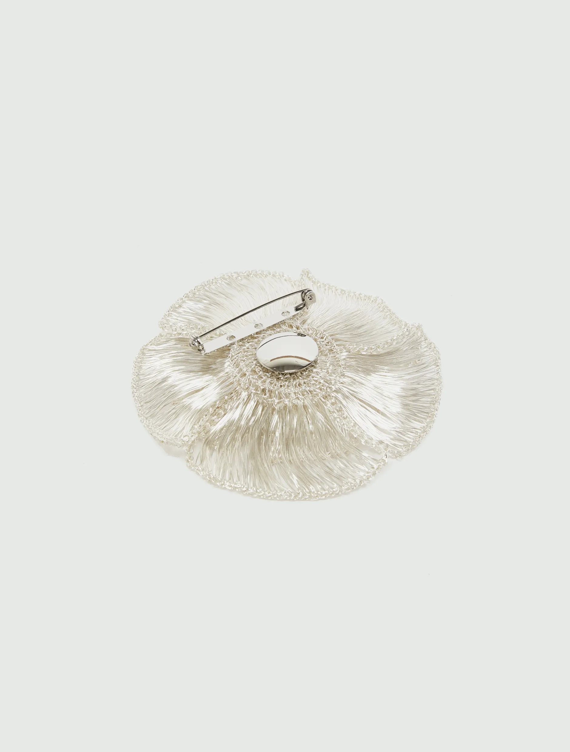 Spilla con fiore e perline - ARGENTO