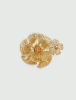 Spilla con fiori crochet metallici - ORO