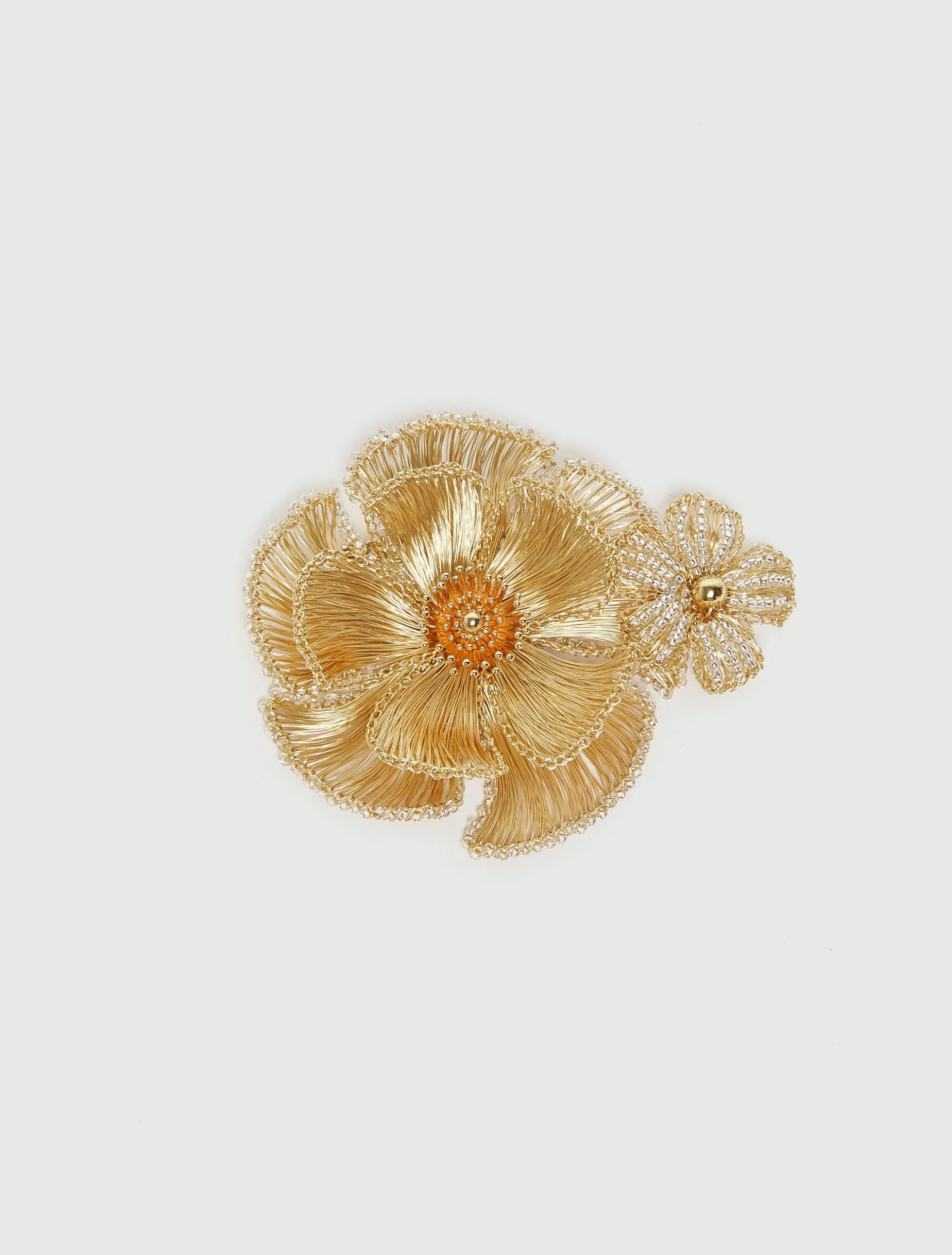 Spilla con fiori crochet metallici - ORO