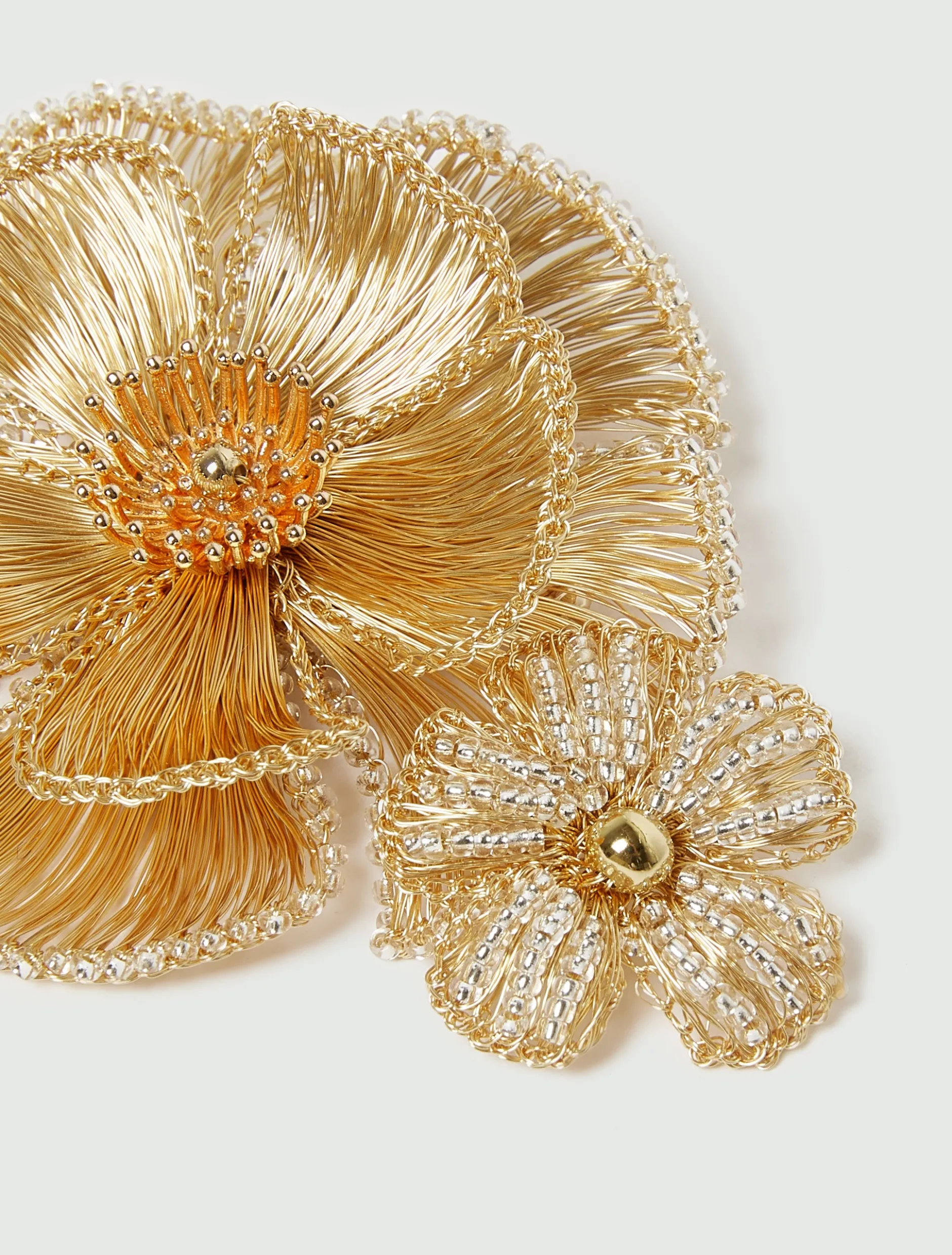 Spilla con fiori crochet metallici - ORO
