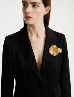 Spilla con fiori crochet metallici - ORO