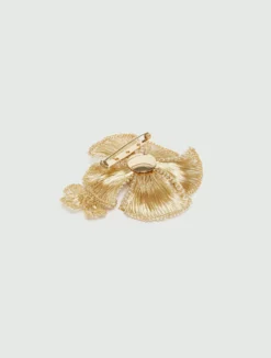 Spilla con fiori crochet metallici - ORO