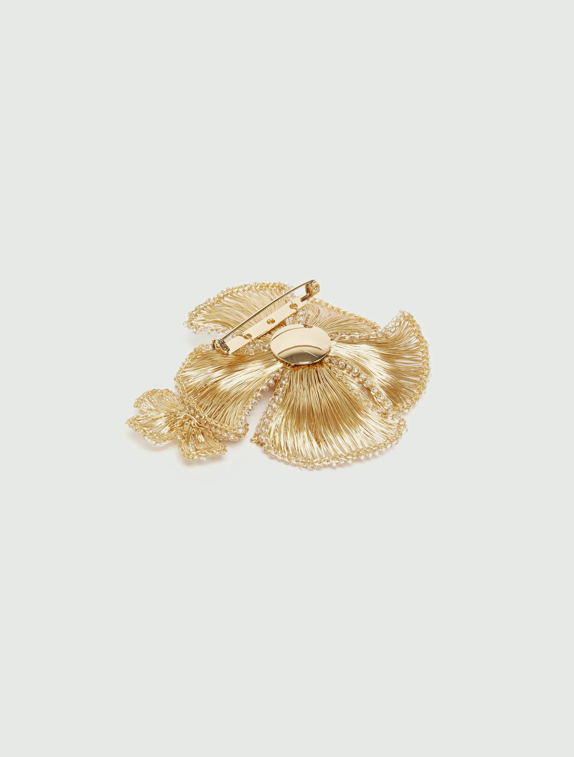 Spilla con fiori crochet metallici - ORO
