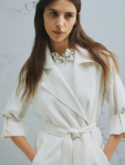 Spolverino con coulisse - BIANCO LANA