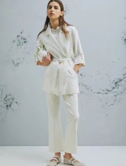 Spolverino con coulisse - BIANCO LANA